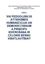 Eseja 'Vai pedagoģiskās attieksmes humanizācija un demokrātiskuma principu ievērošana i', 1.