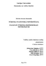 Referāts 'Tūrisma statistiskā novērtēšana.Pasaules tūrisma ekonomiskais novērtējums', 1.