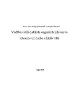 Referāts 'Vadības stili dažādās organizācijās un to ietekme uz darba efektivitāti', 1.
