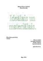 Eseja 'Ideālais un materiālais', 1.