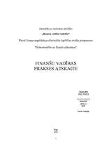 Prakses atskaite 'Finanšu vadības prakses atskaite', 1.