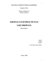 Referāts 'Eiropas Savienības muitas likumdošana', 1.