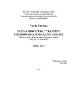 Referāts 'Muitas procedūra "Tranzīts". Piemērošanas nosacījumu analīze', 1.