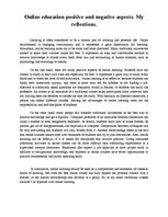 Eseja 'Online Education Positive and Negative Aspects. My Reflections', 1.