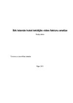 Referāts 'SIA "Islande Hotel" iekšējās vides faktoru analīze', 1.