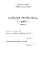 Referāts 'Motivācija vai motivēšana: atšķirības', 1.