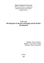 Referāts 'Development of the Port of Liepaja and Its Further Development', 1.