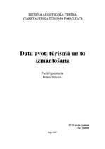 Paraugs 'Datu avoti tūrismā un to izmantošana', 1.