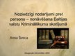 Prezentācija 'Noziedzīgi nodarījumi pret personu. Nonāvēšana Baltijas valstu Krimināllikumu sk', 1.