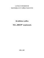 Referāts 'Kvalitātes vadība SIA "Drop"', 1.