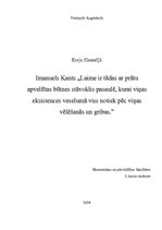 Eseja 'Imanuels Kants "Laime ir tādas ar prātu apveltītas būtnes stāvoklis pasaulē, kur', 1.