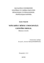 Diplomdarbs 'Sešgadīgu bērnu emocionālā gatavība skolai', 1.