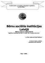 Referāts 'Bērnu sociālās aprūpes institūcijas Latvijā', 1.