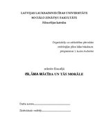 Referāts 'Islāma mācība un tās morāle', 1.
