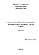 Referāts 'Īpašuma tiesību absolūtās dabas izpratne no tiesību normu un tiesiskās apziņas a', 1.