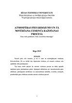 Referāts 'Atmosfēras piesārņojums un tā novēršana cementa ražošanas procesā', 1.
