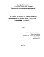 Eseja 'Latviešu nacionālā un biznesa kultūra: salīdzinošo priekšrocību avots vai draudi', 1.