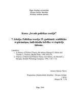 Konspekts 'Politikas teorija 19.gadsimtā: stabilitāte pret pārmaiņām, individuāla brīvība p', 1.