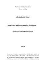 Referāts 'Kristietība kā jauns pasaules skatījums', 1.