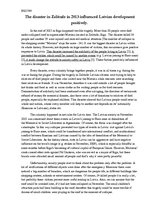 Eseja 'The Disaster in Zolitude in 2013 Influenced Latvian Development Positively', 1.