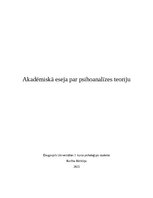 Referāts 'Akadēmiskā eseja par psihoanalīzes teoriju', 1.