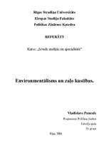 Referāts 'Vide un "zaļo" kustības', 1.