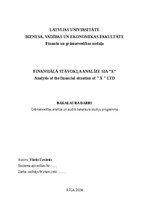 Diplomdarbs 'FINANSIĀLĀ STĀVOKĻA ANALĪZE SIA ”X”', 1.