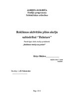 Paraugs 'Reklāmas aktivitāšu plāns "Dzintars"', 1.