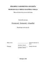 Referāts 'Hormoni, fermenti, vitamīni', 1.