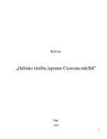 Referāts 'Dabisko tiesību izpratne Cicerona mācībā', 1.