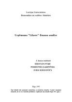 Referāts 'Uzņēmuma "Lilaste" finanšu analīze', 1.