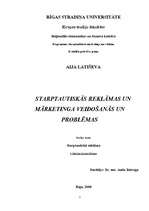 Konspekts 'Starptautiskās reklāmas un mārketinga veidošanās un problēmas', 1.