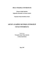 Konspekts 'Akciju analīzes metodes, optimālās cenas noteikšana', 1.