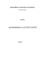 Referāts 'Aktiermeistarība latviešu teātrī', 1.