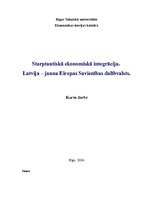 Referāts 'Starptautiskā ekonomiskā integrācija. Latvija - jauna ES dalībvalsts', 1.