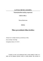 Eseja 'Mans personiskais ētikas kodekss', 1.