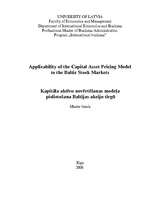 Diplomdarbs 'Applicability of the Capital Asset Pricing Model to the Baltic Stock Markets ', 1.