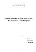 Referāts 'Sievietes loma 19.gadsimta Krievijas impērijā Ļeva Tolstoja romānā "Anna Kareņin', 1.