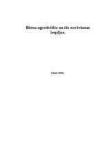 Referāts 'Bērna agresivitāte un tās novēršanas iespējas', 1.