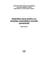Referāts 'Sadarbība starp skolēnu un skolotāju matemātikas stundās pamatskolā', 1.