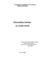 Referāts 'Ekonomikas ietekme uz sociālo darbu', 1.