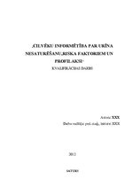 Referāts 'Cilvēku informētība par urīna nesaturēšanu, riska faktoriem un to profilaksi', 1.