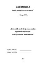 Referāts 'Personāla motivācija ekonomikas lejupslīdes apstākļos', 1.