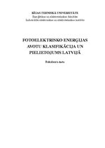 Diplomdarbs 'Fotoelektrisko enerģijas avotu klasifikācija un pielietojums Latvijā', 1.