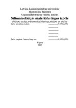 Referāts 'Siltumizolācijas materiālu tirgus izpēte', 1.
