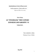 Referāts 'AS "Swedbank" privātpersonām izsniedzamo kredītu veidi', 1.