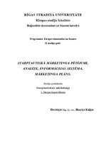 Konspekts 'Starptautiskā mārketinga pētījumi, analīze, informācijas sistēma. Mārketinga plā', 1.