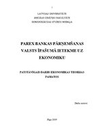 Referāts 'Parex bankas pārņemšanas valsts īpašumā ietekme uz ekonomiku', 1.