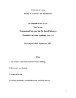 Konspekts 'Economics Concepts for the Social Sciences Economics without Apology', 1.