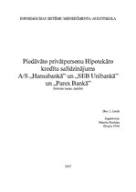 Referāts 'Piedāvāto privātpersonu hipotekāro kredītu salīdzinājums a/s "Hansabanka", "SEB ', 1.